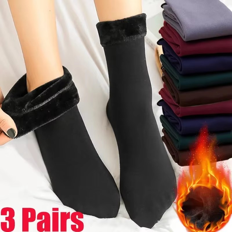 Thermal Sock Winter - 3/6 أزواج الشتاء المخملية الجوارب الدافئة