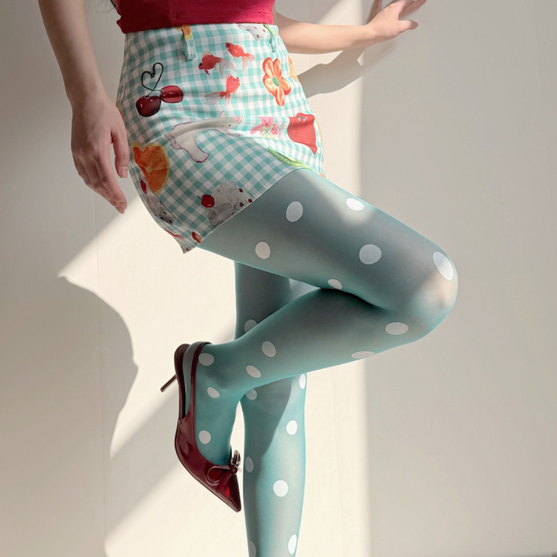 Tights Pantyhose Sheer - جوارب نسائية شفافة بنقاط البولكا ريترو،