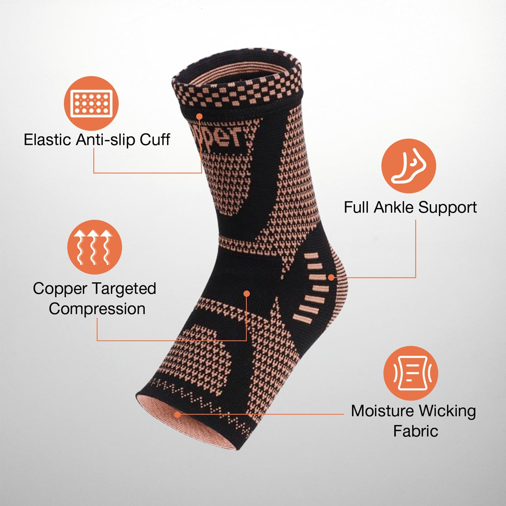 قطعتان من دعامة الكاحل النحاسي - مراجعة Ankle Brace Sock وسعره